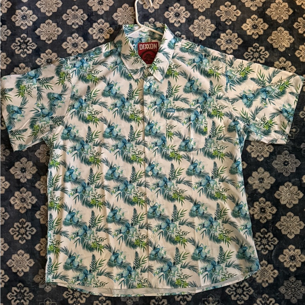 DIXXON “Zen” Men's 3XL Blue and White Floral Shirt - Picture 3 of 4